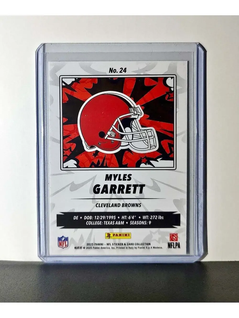 Myles Garrett 2025 Panini NFL #24 Sticker Card Cleveland Browns